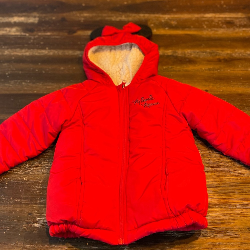 Red Minnie Mouse Toddler Puffer
